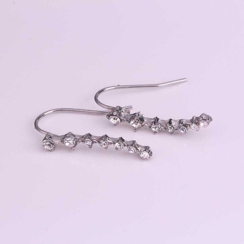 

E362 Big Dipper Alloy Diamond-Encrusted Stud Earrings Fringed Inlay срібний