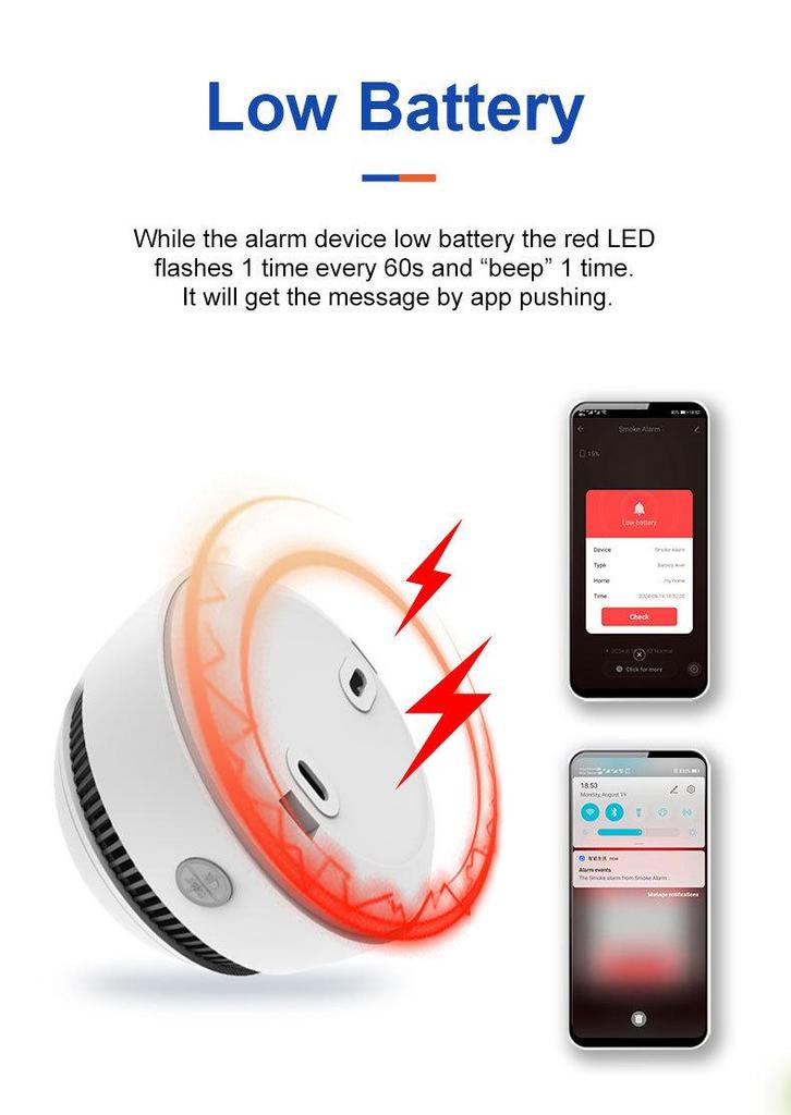 10-Year Lithium Battery Photoelectric Smoke Alarm with WiFi