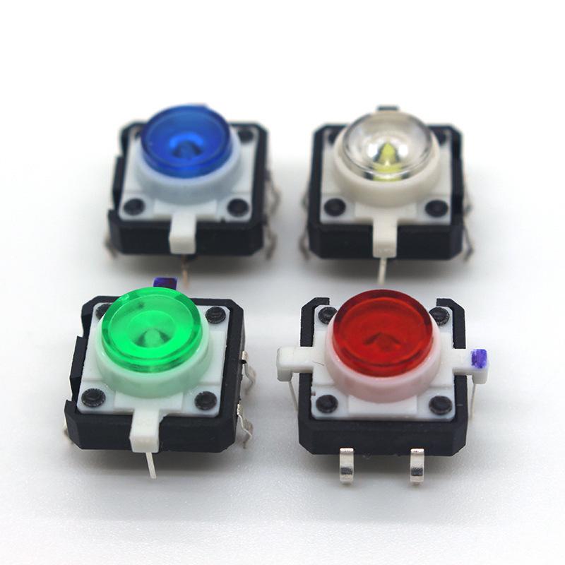 LED Lighted Tactile Key Switch 6x6 - Red, Blue, Green, White, Bicolor Options