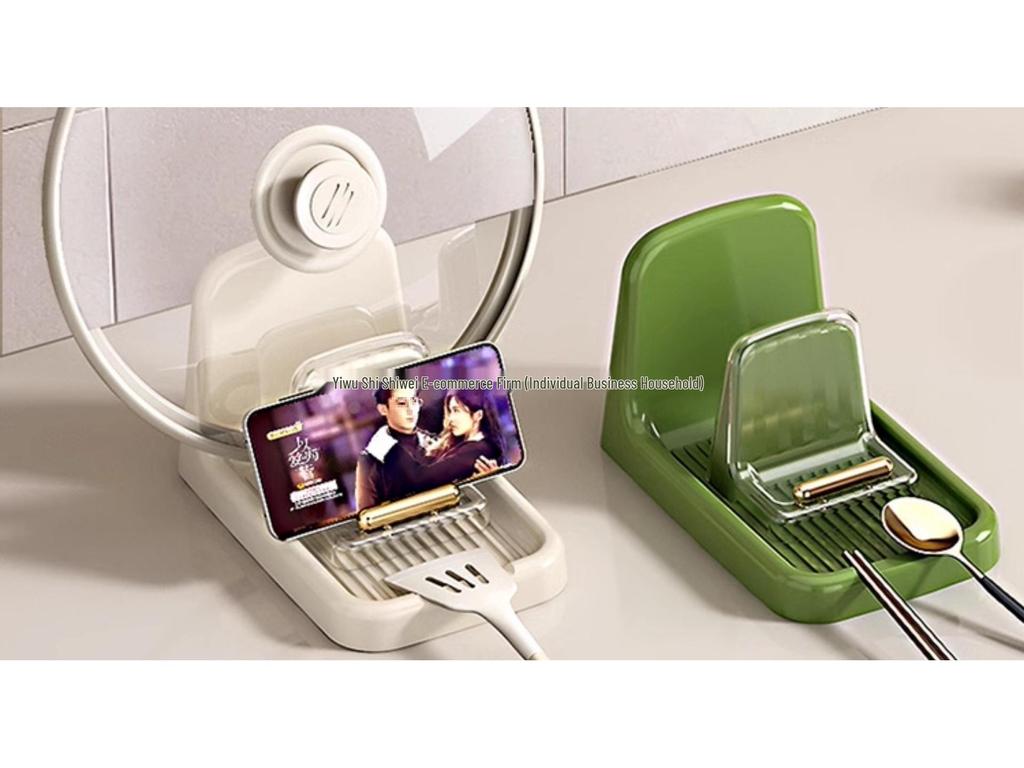 Cream Multifunction Kitchen Rack: Lid, Spoon & Spatula Organizer