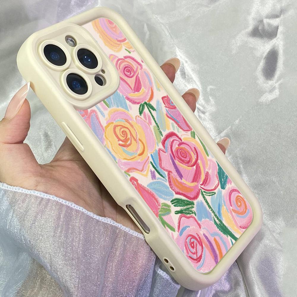 JT465 Rose Black And White for iPhone 17 16 15 14 13 Pro Max Samsung S26 S25 Ultra A17 A07 A56 A16 Xiaomi 15T Redmi 15c 14C Soft Case