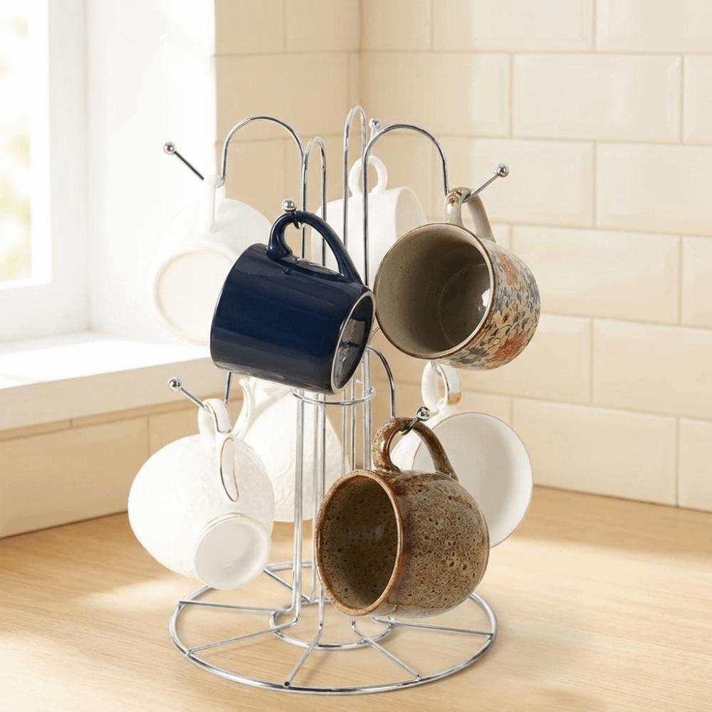 Fine Workmanship Tea Cup Storage Rack Silver Coffee Mugs Storage Rack Cup Drying Rack  Desktop