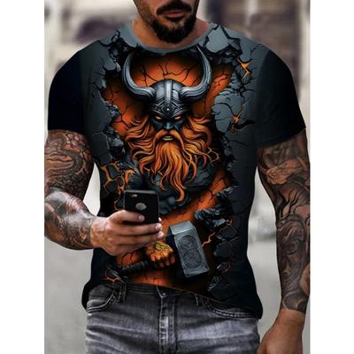 Hot Selling Trendy Creative Personality Anime Animal Series 3D Printed Short Sleeved Men's Casual Round Neck T-shirt for Men