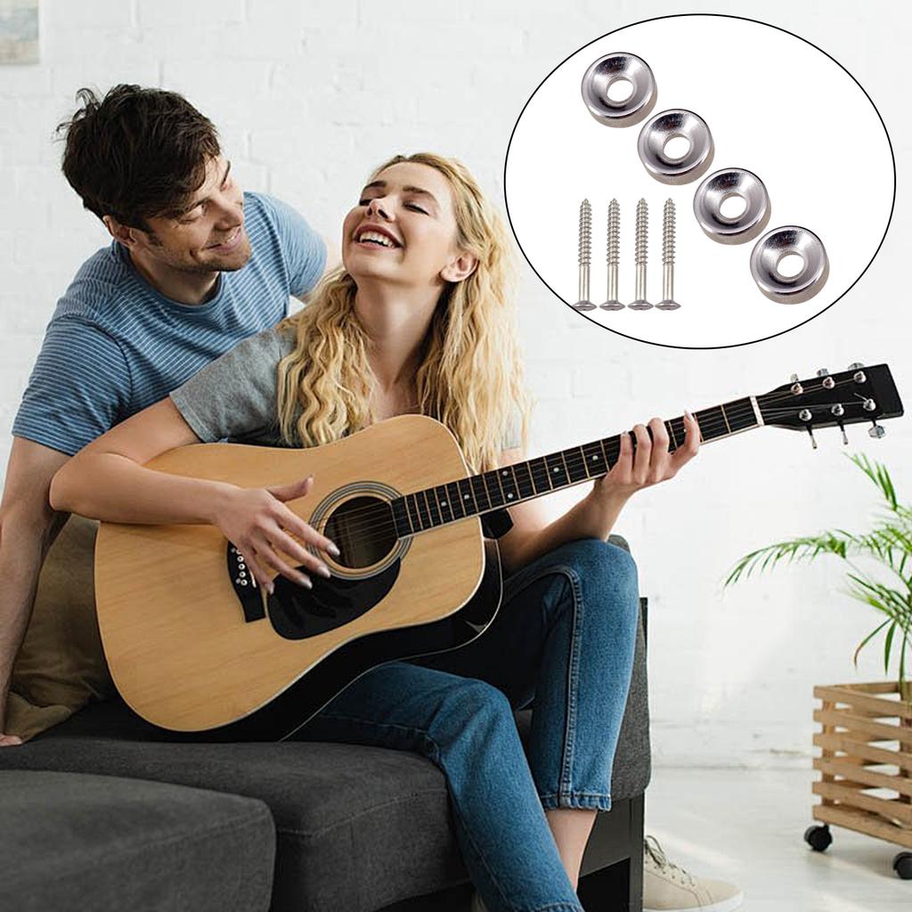 4Pcs Guitar Body Neck Fixed Mounting Screw Ferrules Neck Joint Bushing Ferrule & Bolts for Electric Guitar Accessory