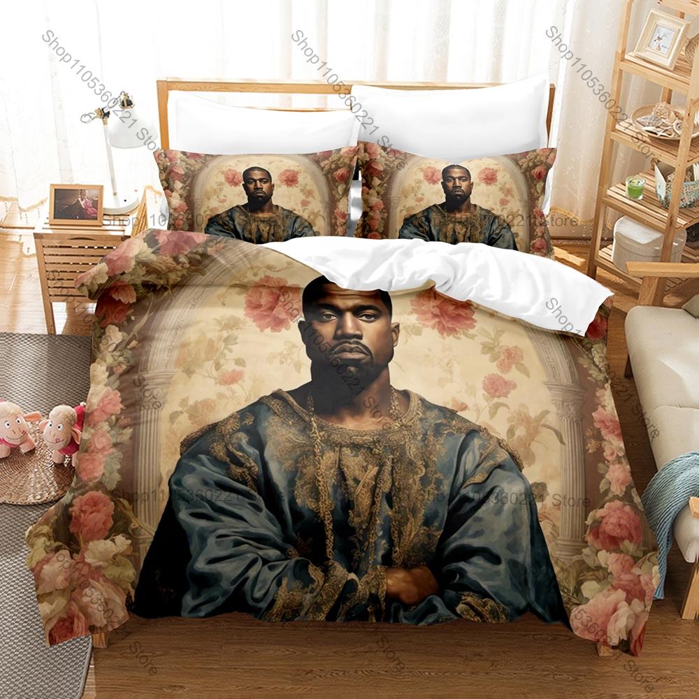 Psychedelic Graduation Bear Graphic Ye Kanye West Vintage Hip Hop Star Bedding Set Duvet Cover With 2 Pillowcases Teen Urban