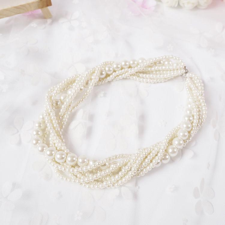 ins imitation pearl necklace women's cheongsam short collarbone chain multi-layer collar temperament neck chain jewelry 097