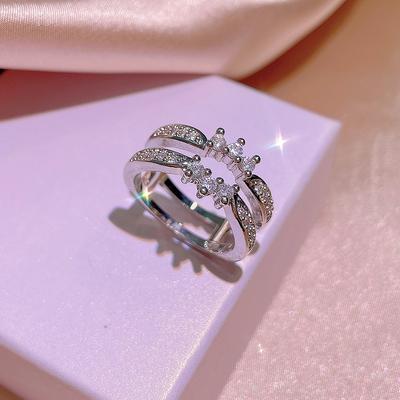 Double-layer Wavy Pattern Elegant and Versatile European and American Korean Version Women's Ring Korean Fashion Exaggerated Women's Ring Index Finger