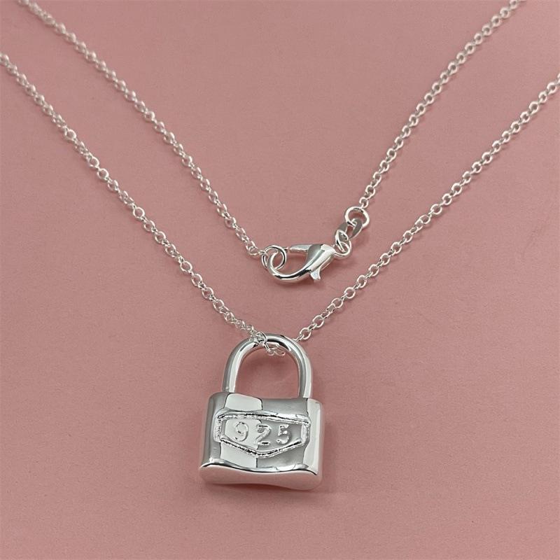 Korean fashion 925 Sterling Silver stunning Lock lovely necklace for women wedding party Anniversary gift streetwear jewelry