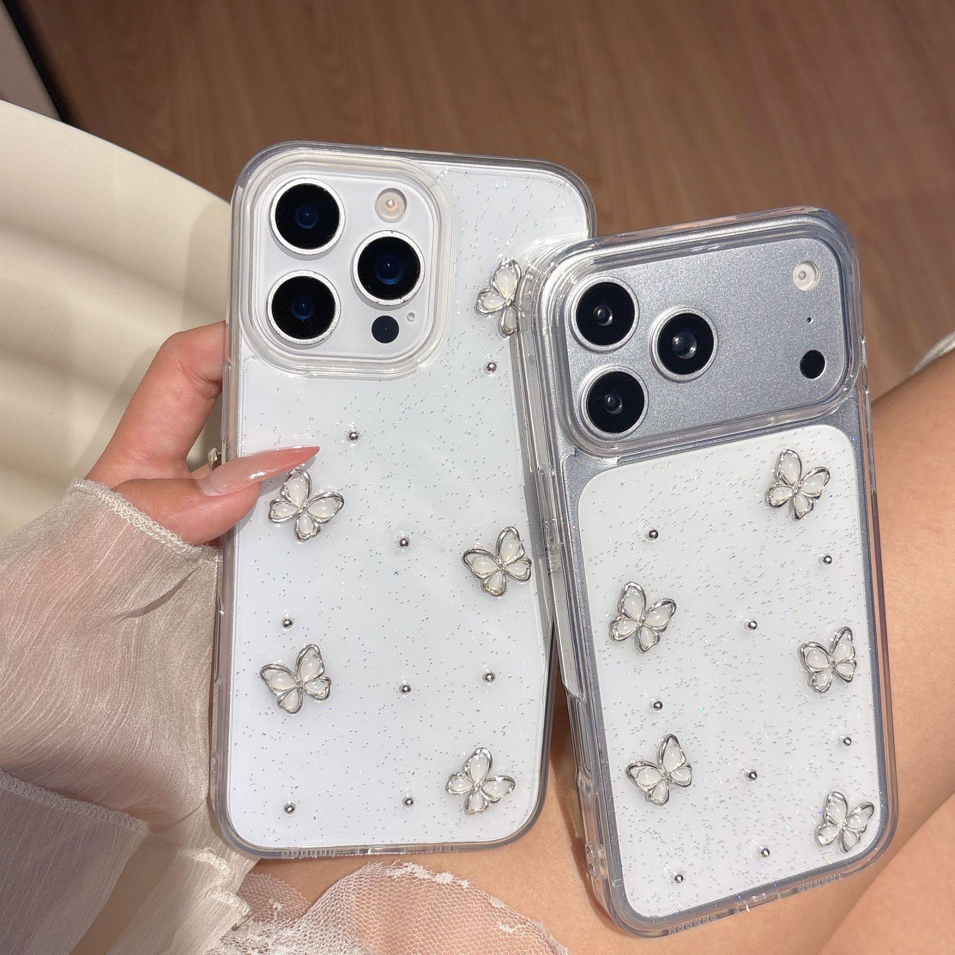 Premium Transparent Fine Glitter Five Butterfly Case for Apple 17/16 17 Air белый