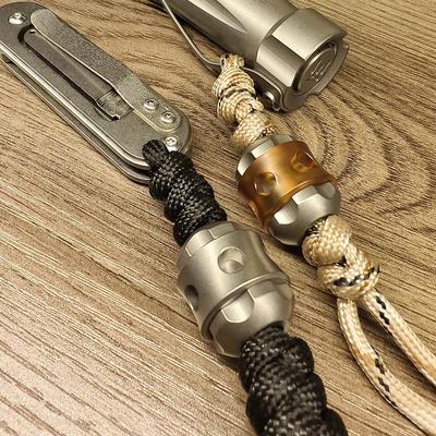 3in1 PEI Titanium Alloy DIY Knife Beads Lanyard Pendants Umbrella Rope Pendant EDC Woven Paracord Lanyard Knife Accessories GIFT