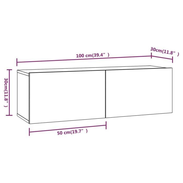 VidaXL Meubles TV muraux 4 pcs Blanc 100x30x30 cm 3114190