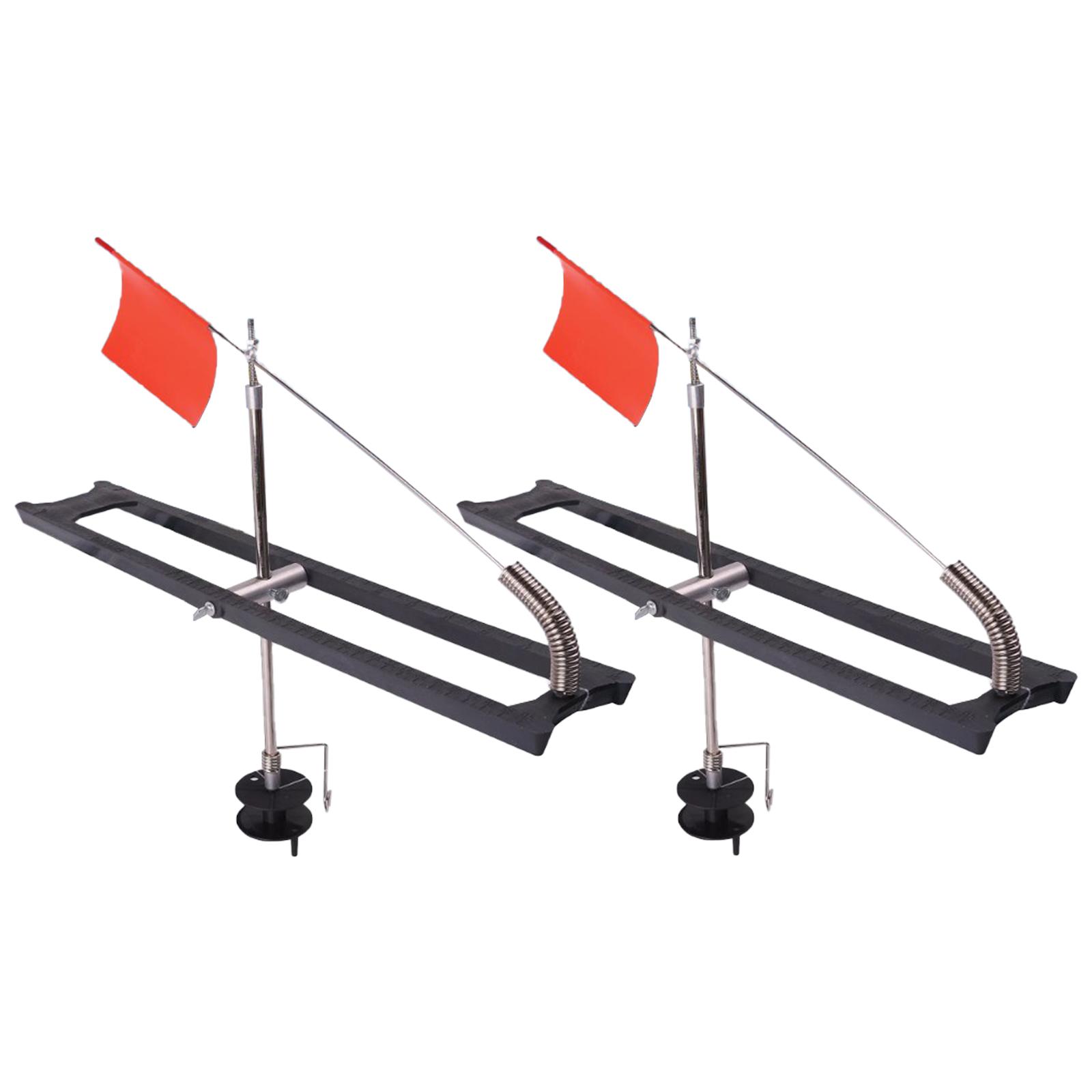 

2 шт. Складной зимний удильник с оранжевыми флажками, компактный инструмент для зимней рыбалки, долговечные аксессуары для зимней рыбалки