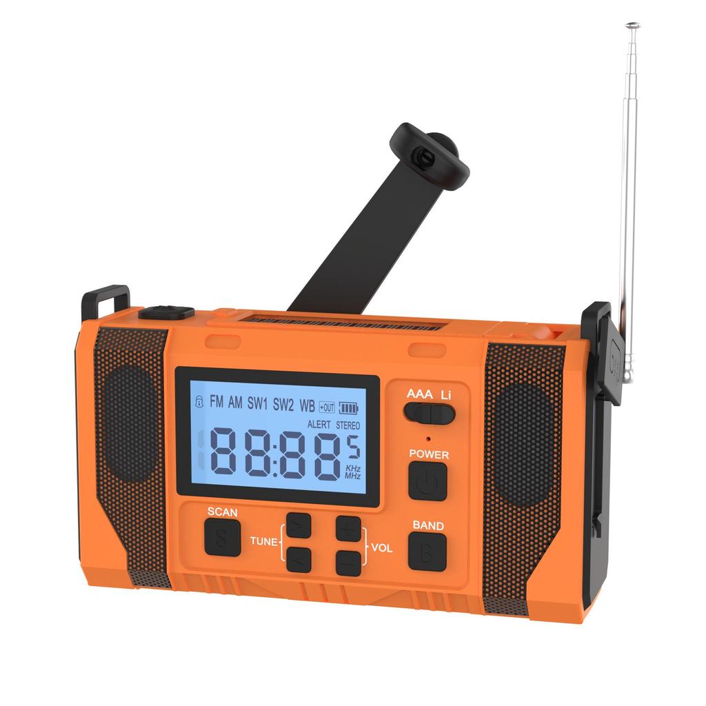 Multi-functional Solar Hand-Crank Emergency Radio with Mobile Charging and Digital Tuning