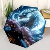 1pc Dragons Cherry Blossoms and Moonlit Festivities Automatic Opening/Closing Umbrella with Portable Tri-Fold Design, 8-Bone Iron Frame - Outdoor