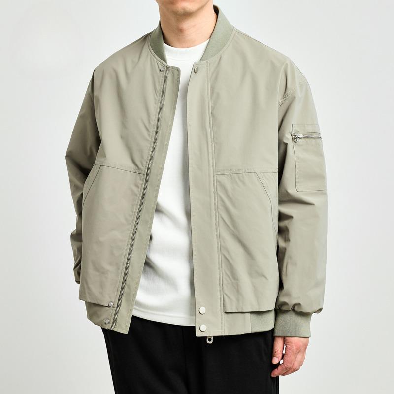 Spring New Men's Simple Solid Color Casual Baseball Collar Flying Suit Jacket