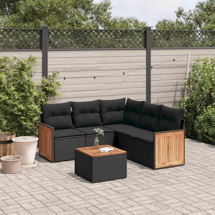 VidaXL Garden Lounge Set with Cushions 6 Pcs, Patio Sofas, Patio Furniture Set, Outdoor Furniture, Black 3227644