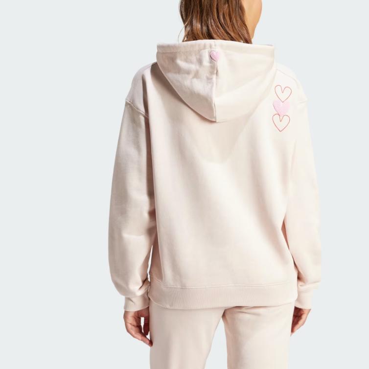 Adidas Solid Color Comfortable Hoodie Women Tops Light-Pink IS5203