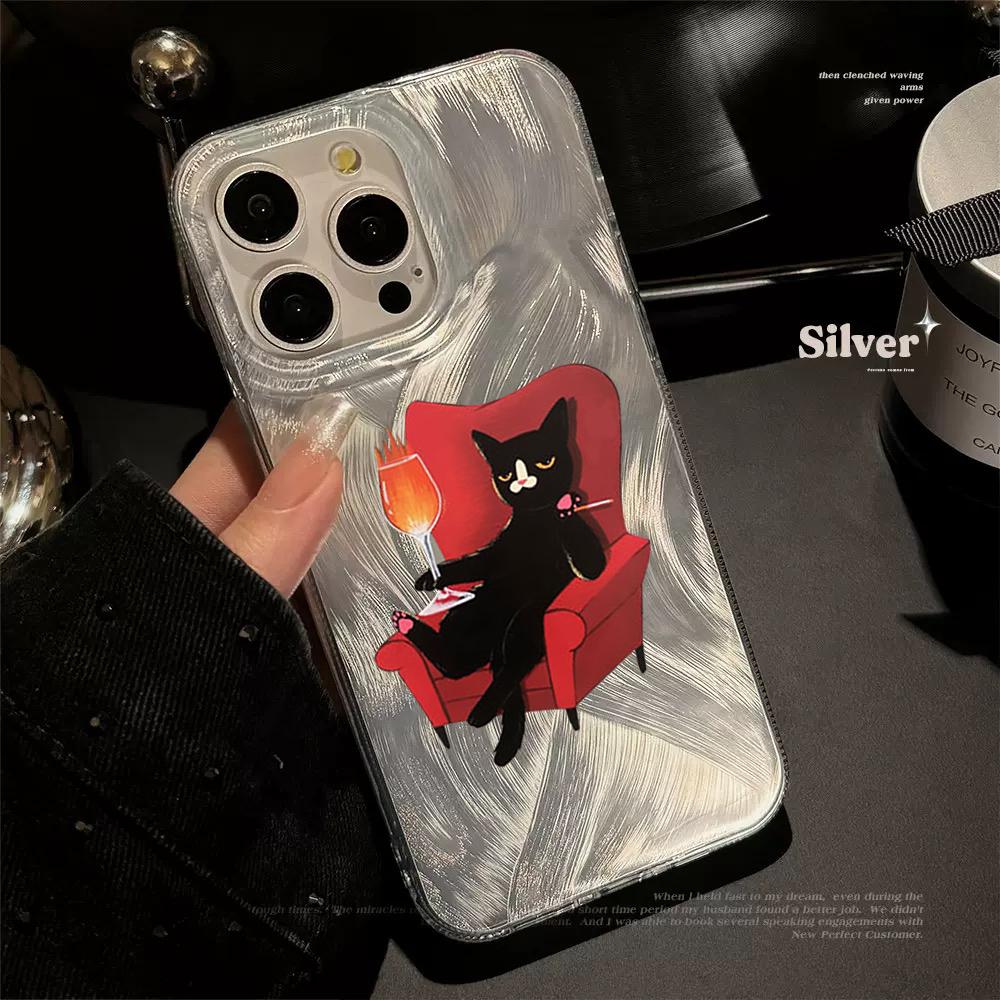 

Artistic Black Cat Phone Case For iPhone 17 16 15 14 13 12 11 Pro Max 16 15 14 7 8 Plus XS XR X Silicone Shockproof Bumper Cover iPhone 14 Plus