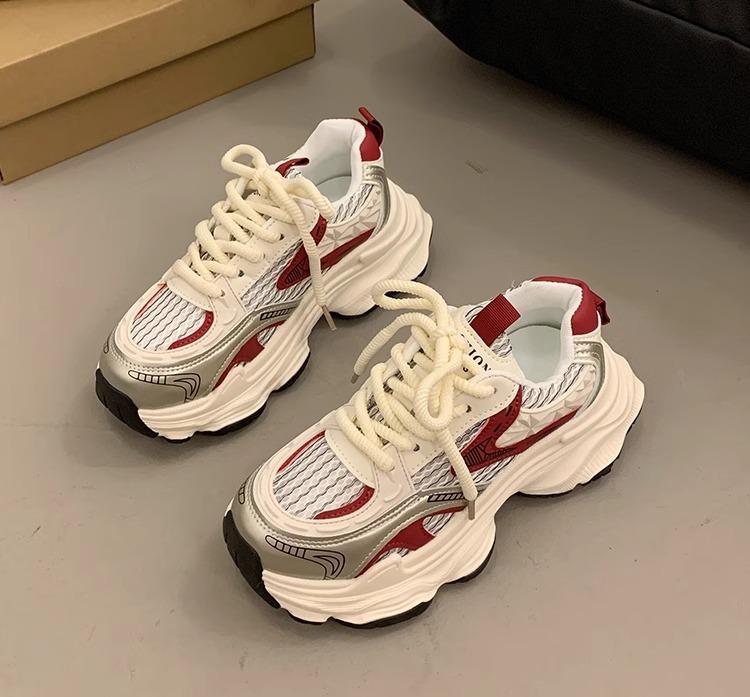 Popular muffin thick-soled velvet dad shoes women's autumn and winter small people increase in height 2025 new breathable casual sports shoes