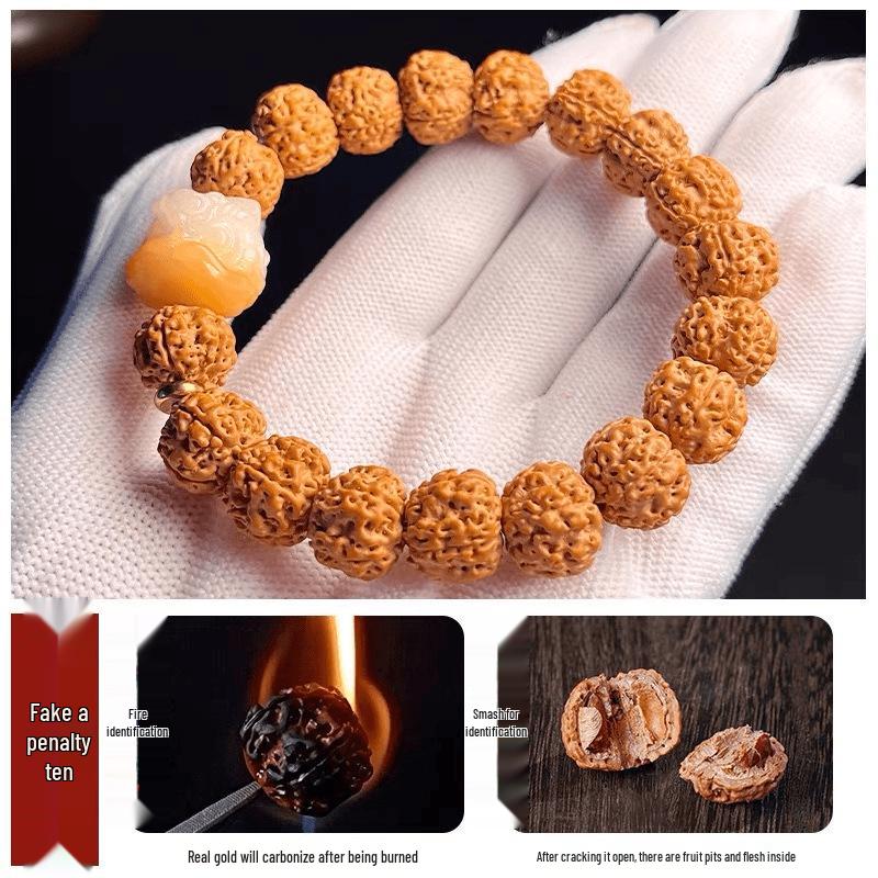Guochao Lion's Awakening Bodhi Bead Bracelet: Unisex Buddhist Beads for Play
