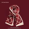 Women's Red Woolen Snood: Versatile Winter Warmth with Japanese Plaid.