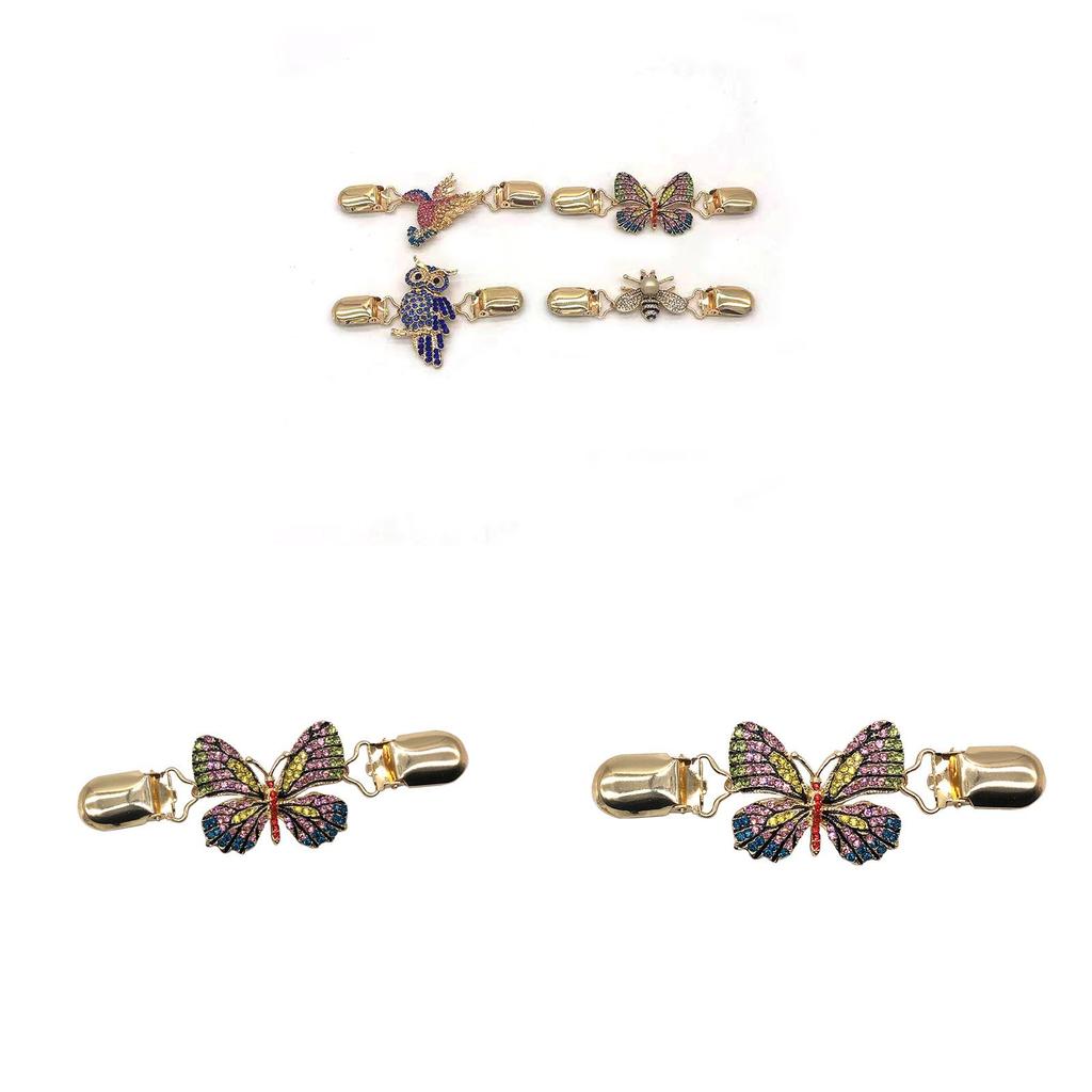 Butterfly Enamel Brooch Pin For Women With Alloy Material And Sparkling Detailing