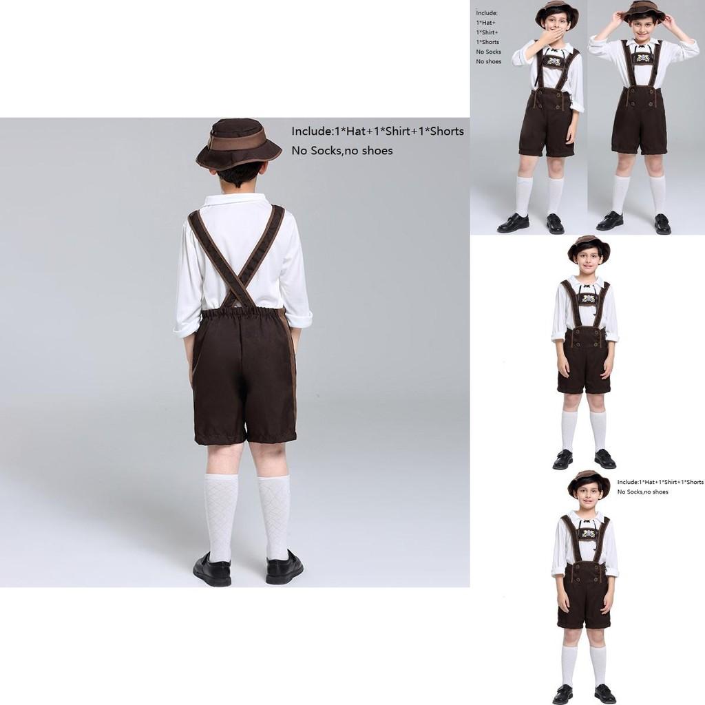 Authentic Children's German Oktoberfest Outfit With Hat For Halloween And Cosplay