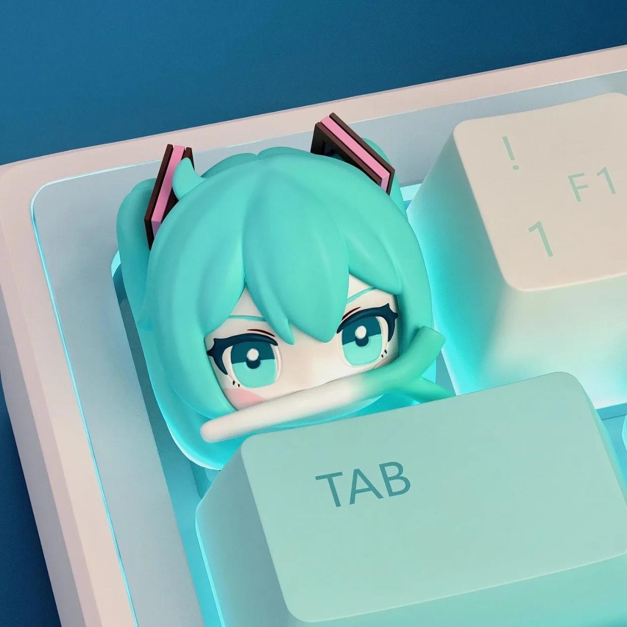 

Аниме-аксессуары Хацунэ Мику Колпачки для клавиш Серия Fufuvocaloid Мультяшные Смоляные Персонализированные Трехмерные Колпачки для Клавиш Модели Игрушки Подарки