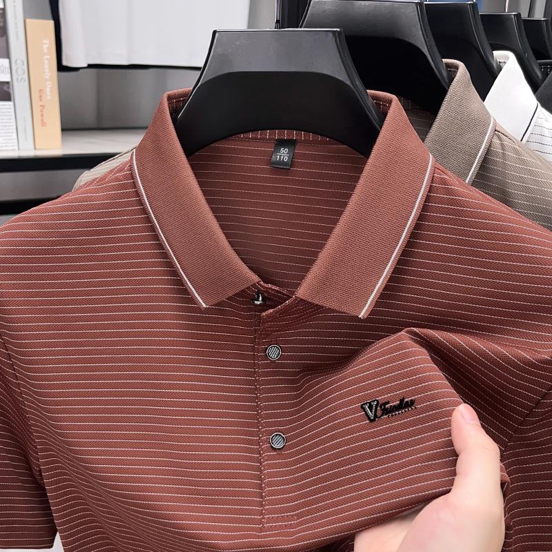 Summer Men's Short Sleeved T-shirt Ice Silk Men's Clothing Father Summer Clothing Polo Shirt Father Short Sleeved Top