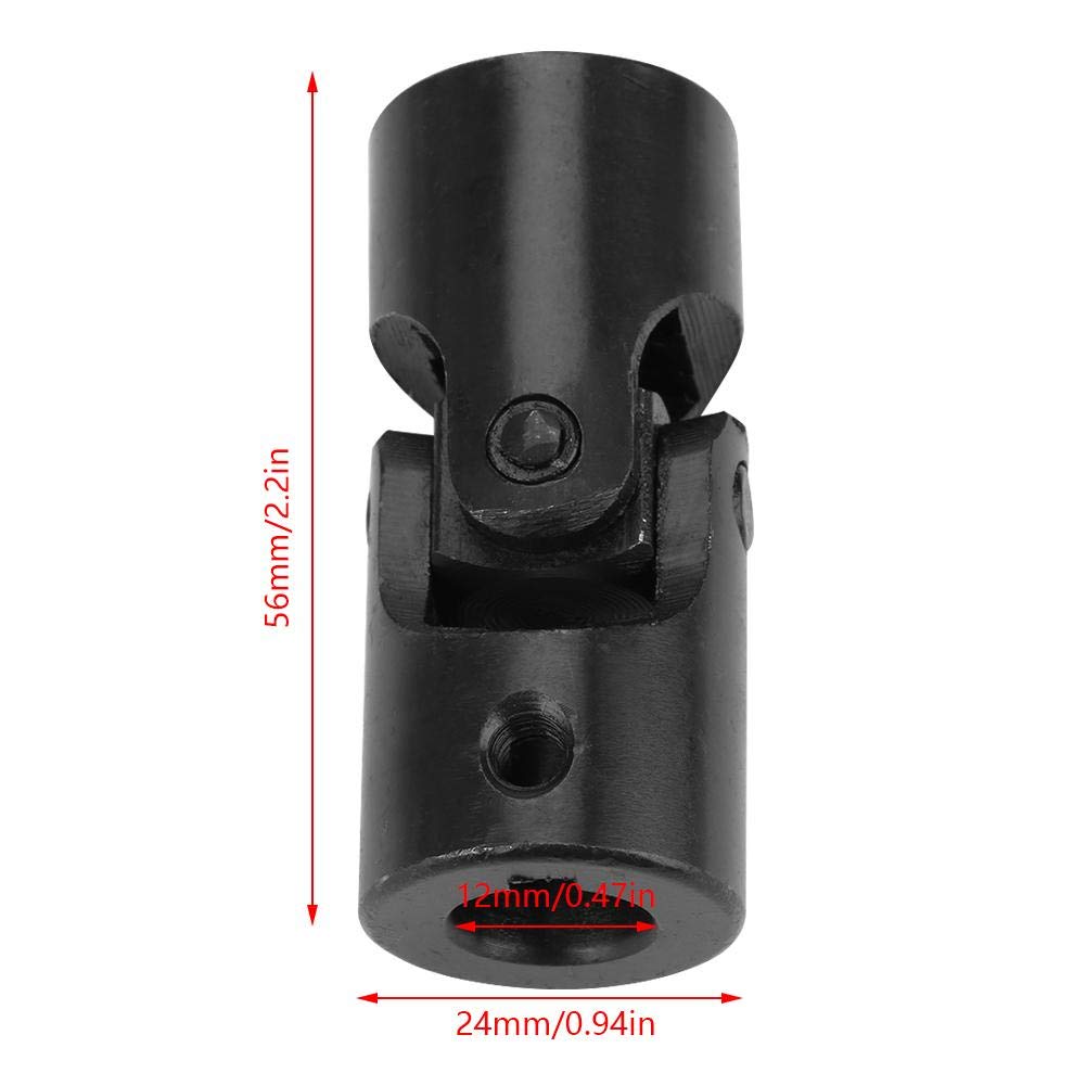 Universal Joint Steering Black Shaft Coupling Motor Connector U Joint Coupler 12x24x56mm