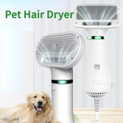 2-In-1 Pet Dryer Quiet Dog Hair Dryers and Comb Brush Grooming Kitten Cat Hair Comb Puppy Fur Blower Adjustable Temprature