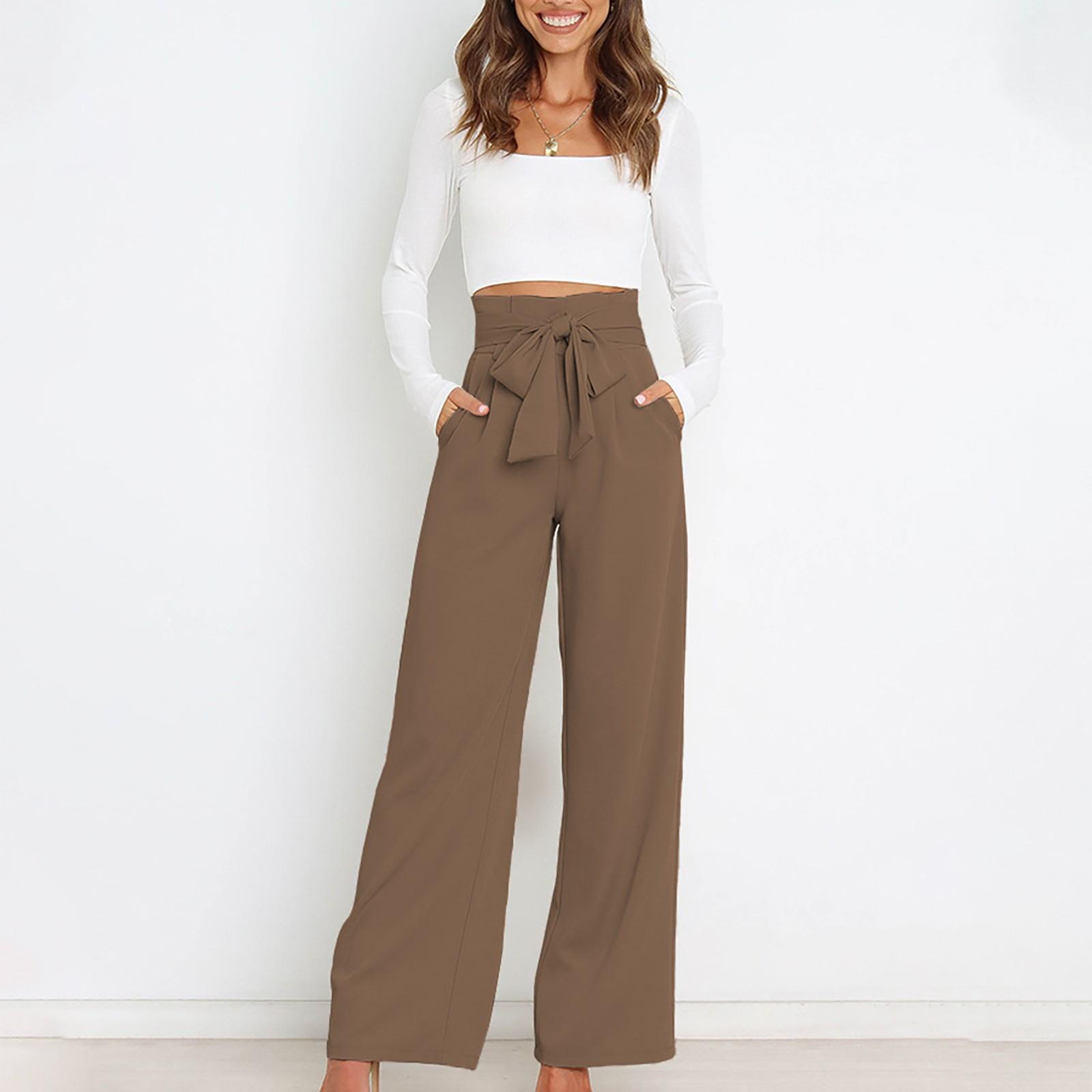 

Женские повседневные брюки с темпераментом на рабочем месте, свободные универсальные брюки прямого кроя, брюки XL коричневый