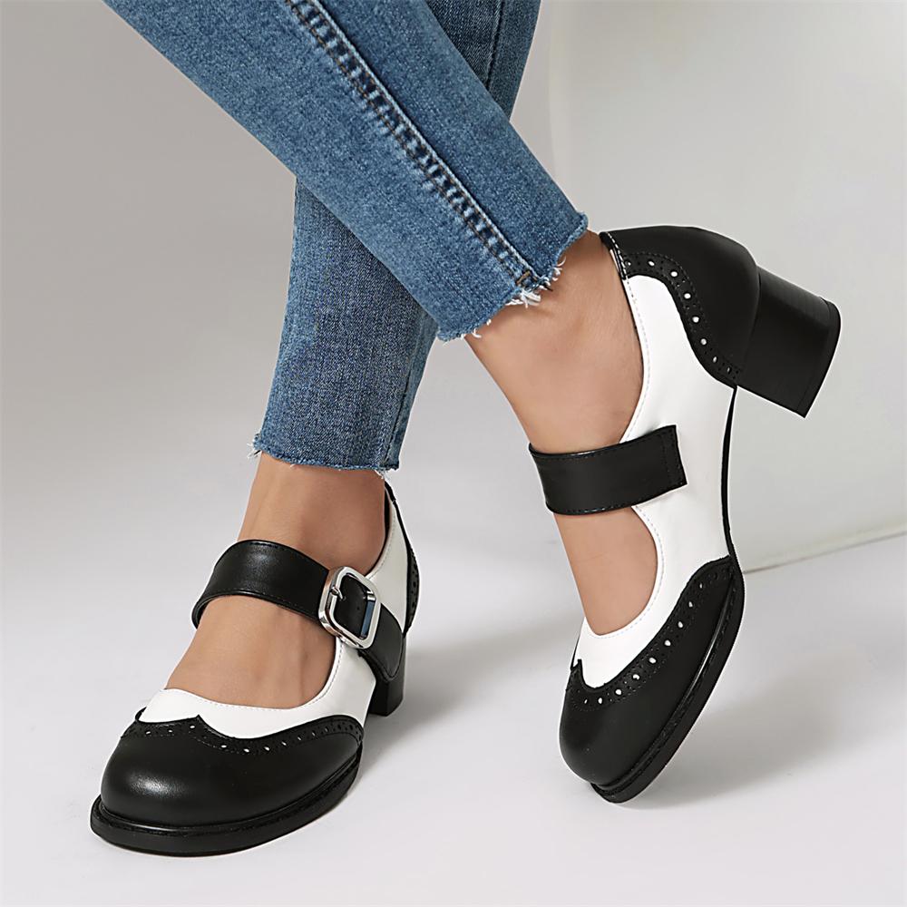 Fashion Spring Vintage Women Sandals Round Toe Mary Jane Shoes High Heels Mixed Color Big Size 35-43 Leisure Daily Female Summer Shoes