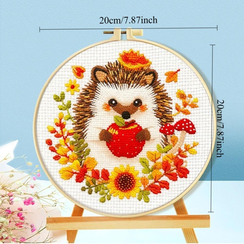 Cross Stitch Kit Squirrel Autumn Pattern Embroidery Supplies Beginner DIY Set For Home Wall Ornament