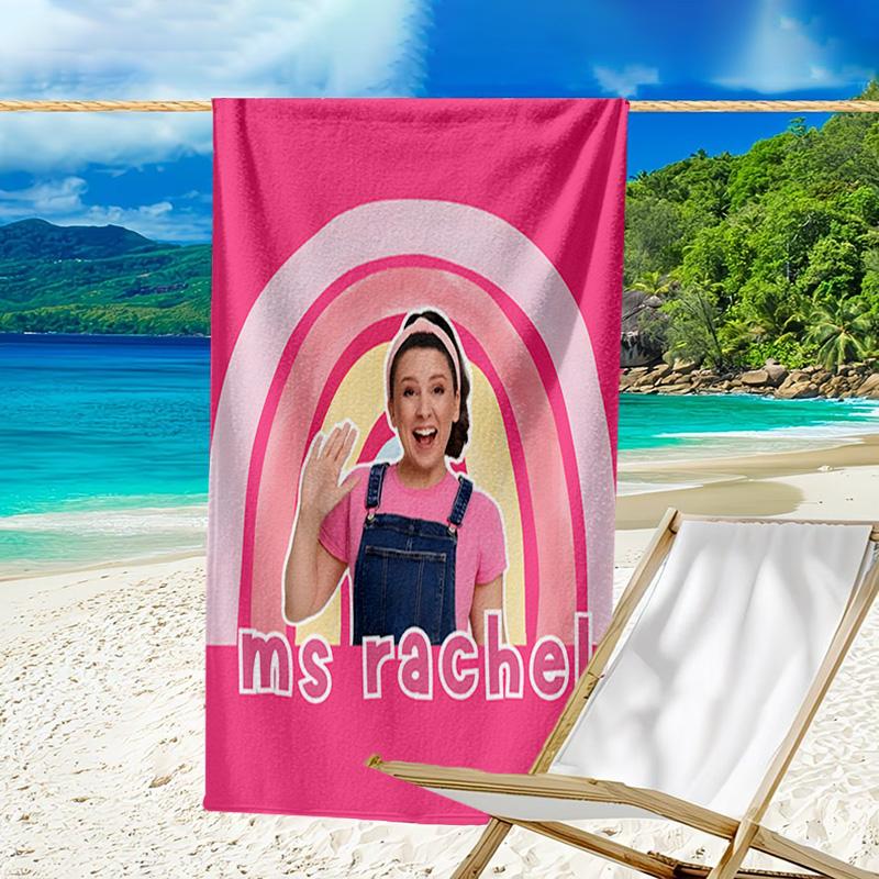 1pc Ms Rachel3 Beach Towel, Beach and Seaside Swimming Pool Equipment, Fashion Pattern, Rectangular, Travel Essentials
