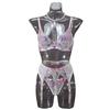 Embroidered bra with breasts, complex contrasting colors, sexy lingerie set
