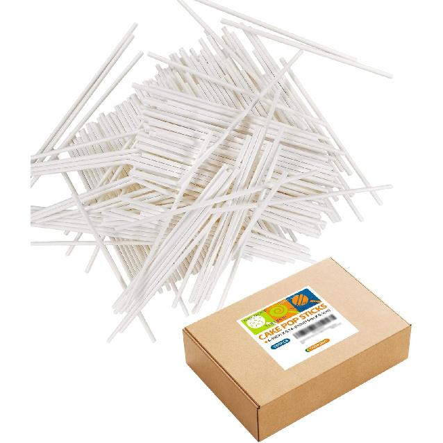 100 Count 6 INCH White Paper Lollipop Sticks,Cake Pop Sticks,Sucker Sticks for Cookies,Rainbow Candy,Chocolate,Cake Topper(Dia 4mm)