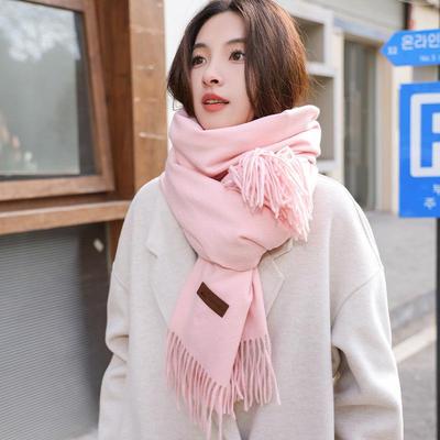 Women's High-End Winter Scarf: Fresh Solid Color Neck Warmer and Thickened Shawl