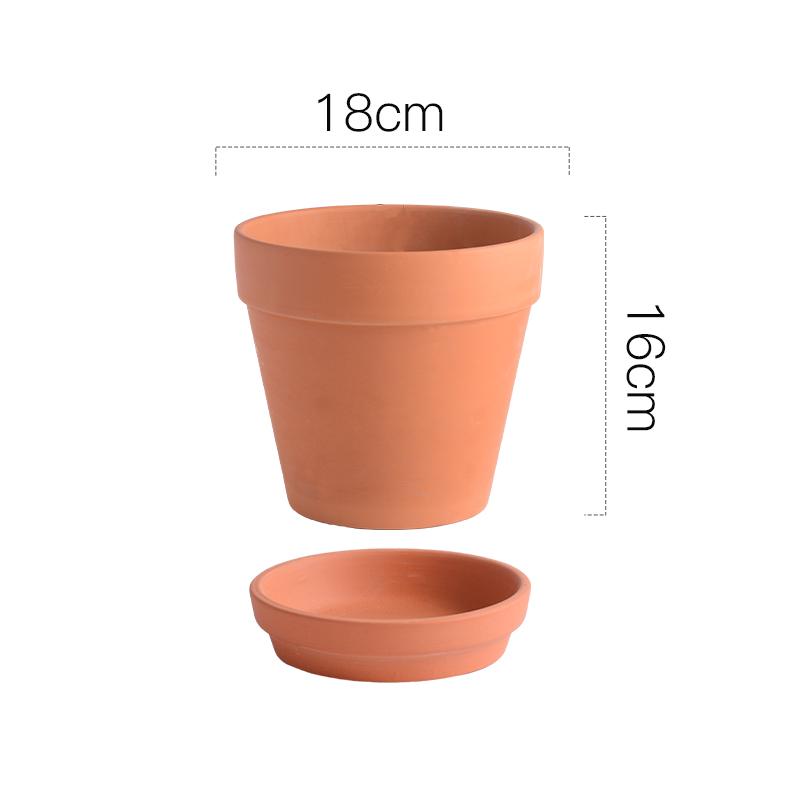 Terracotta Nordic Ceramic Flower Pot with Tray - Large, Coarse Pottery for Succulents and Pothos