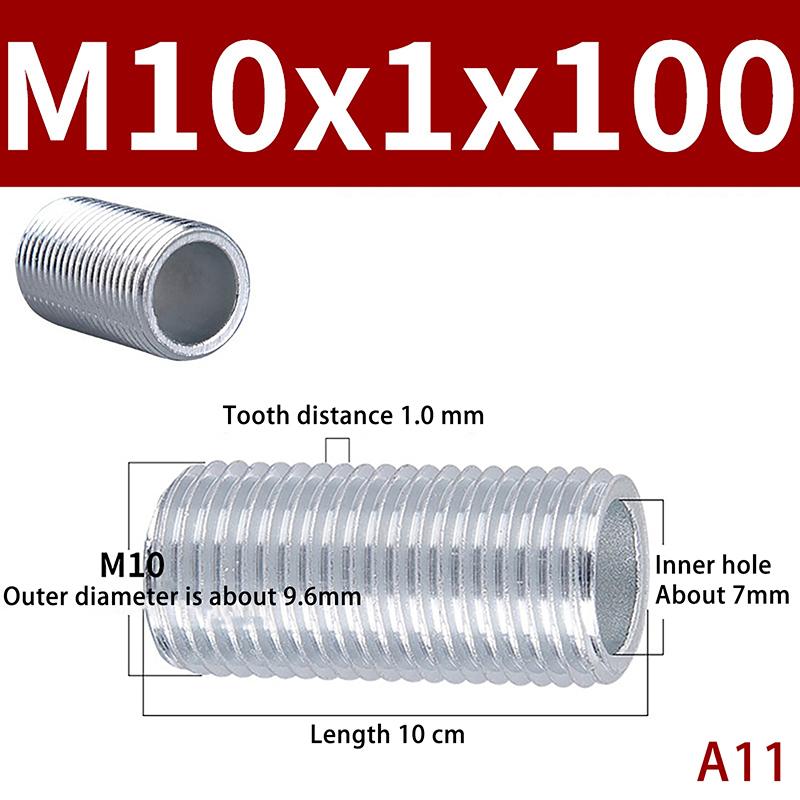 

10 шт. трубка зубчатая металлическая M10 полая резьбовая трубка оцинкованная светодиодная лампа головка люстра звено фиксированное основание опорный стержень 100mm