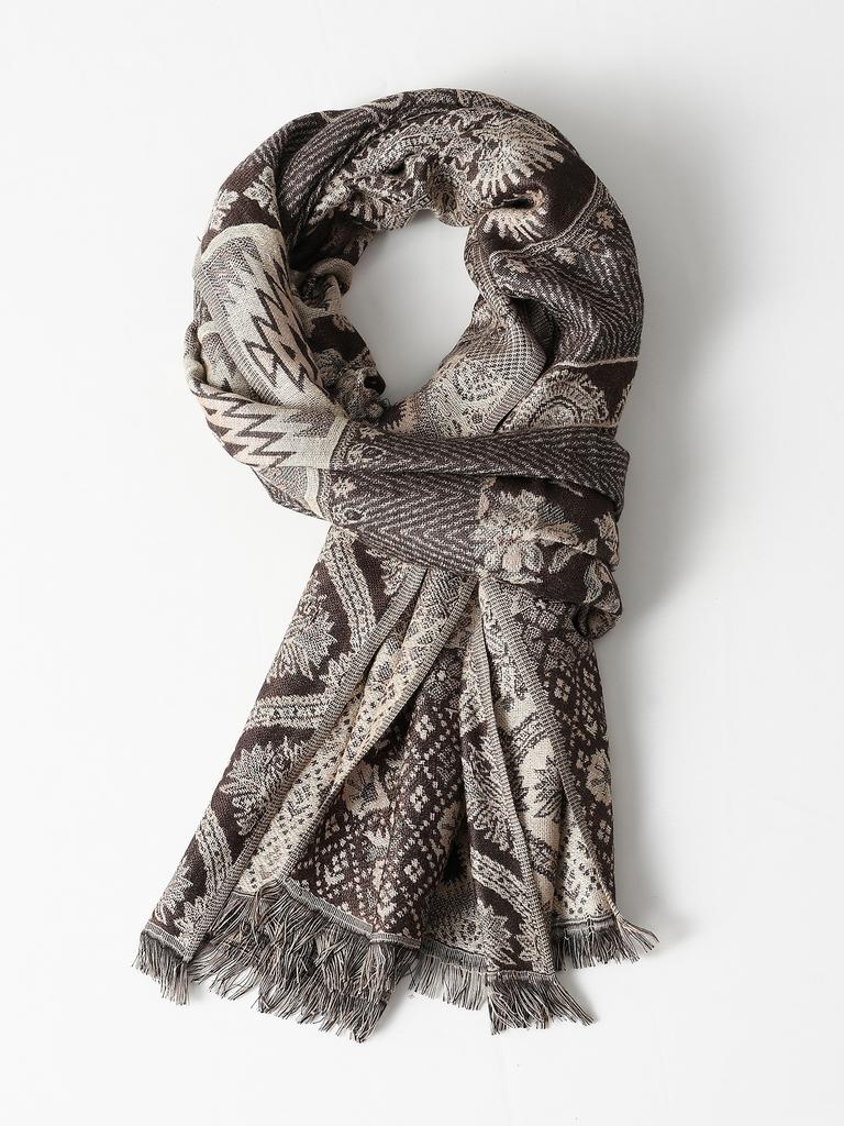 Nieuwe Etnische Heren Katoen Jacquard Zacht Warme Sjaal Verdikte Warme Sjaals Herfst En Winter Zakelijke Sjaal Voor Mannen 65x180cm