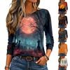 Damen Halloween Print Pullover Top mit langen Ärmeln und Rundhalsausschnitt