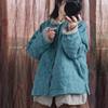 Johnature Women Vintage Parkas O-Neck Long Sleeve Solid Color Spring Coats Button Plus Cotton Chinese Style Parkas