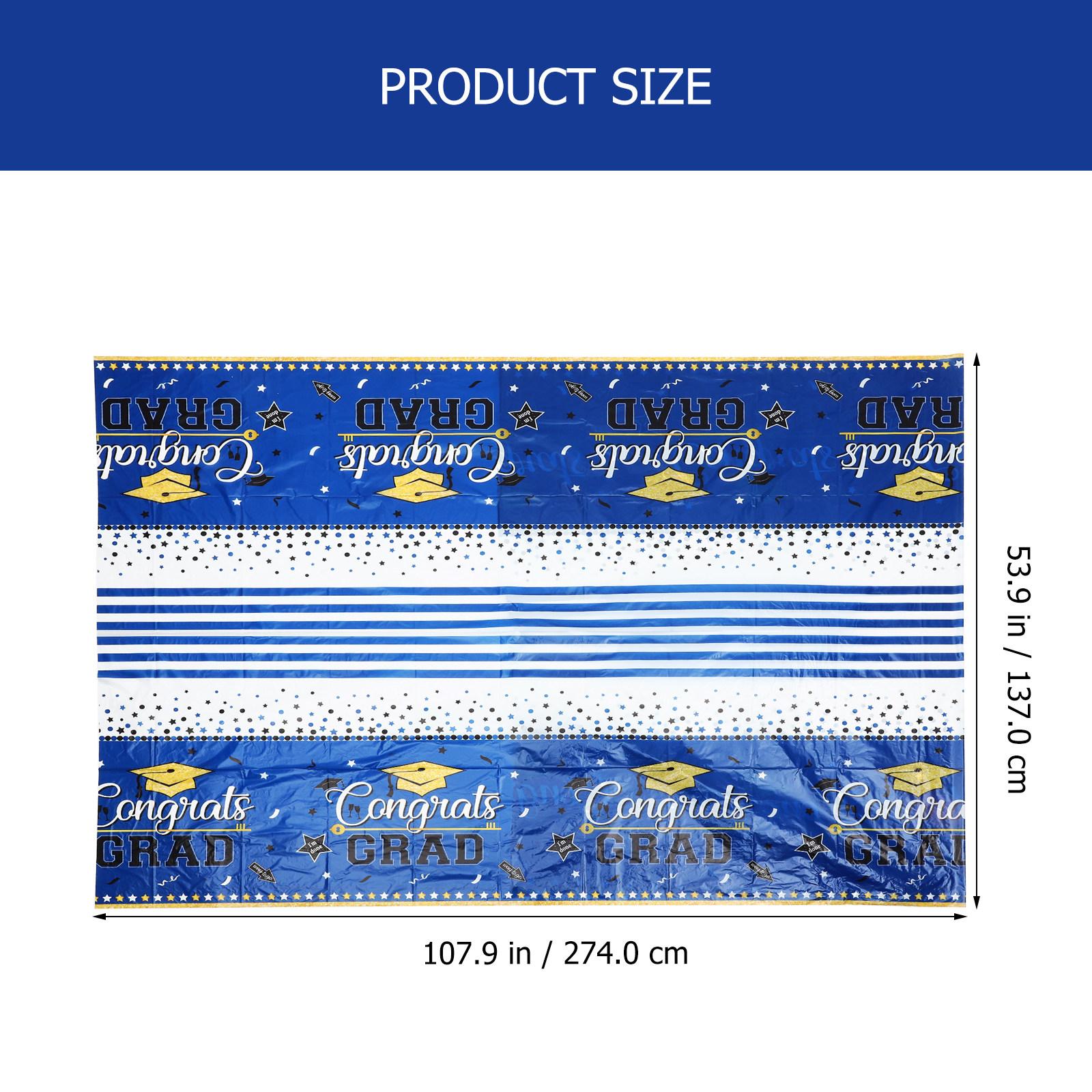Graduation Season Tablecloth Pe Wear Resistant Material Chic Style Dinner Table Cover Congrats Grad Printing Graduation Party синий