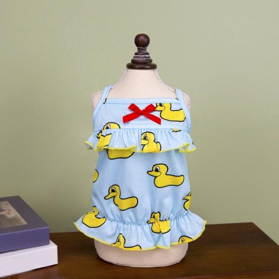 Dog Slip Dress Breathable Summer Yellow Duck Print Ruffle Pet Sleeveless Dress Pet Costume Outfit Apparel for Small Dogs