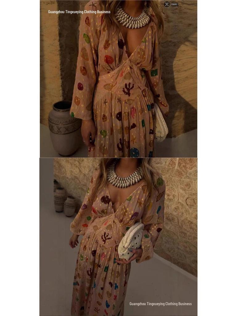 French Campanula Summer Chiffon Floral Dress, Five-Point Sleeves, Cool & Sweet Fairy Style