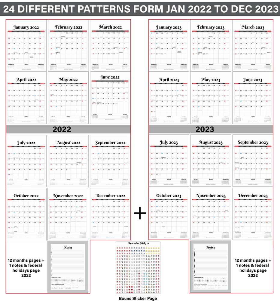 Inkdotpot Inkdotpot 16x12,5 Wandkalender – läuft bis Dezember 2023. Hängender Monatskalender mit Spiralbindung 2022–2023