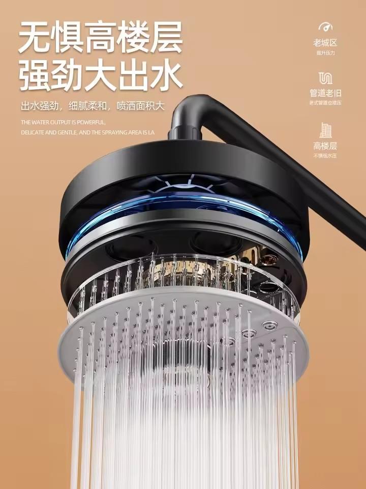 New 5 Modes Large Flow Ceiling Mounted Supercharge Shower Head Set 7 Inches Big Panel High Pressure Abs Rainfall Bathroom Shower