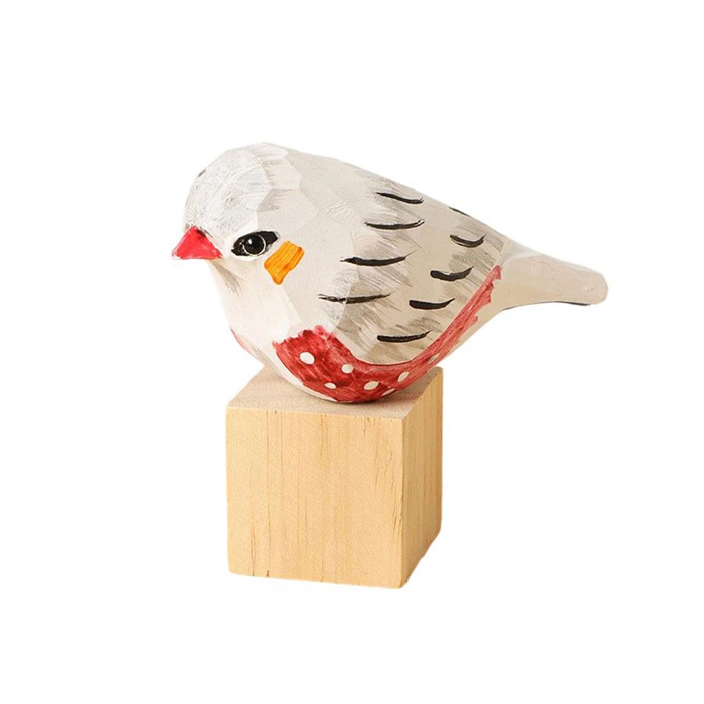 Miniature Basswood Carving Bird Decoration Sculpture Realistic Design with Wood Block Home Accent Thoughtfuls Gift