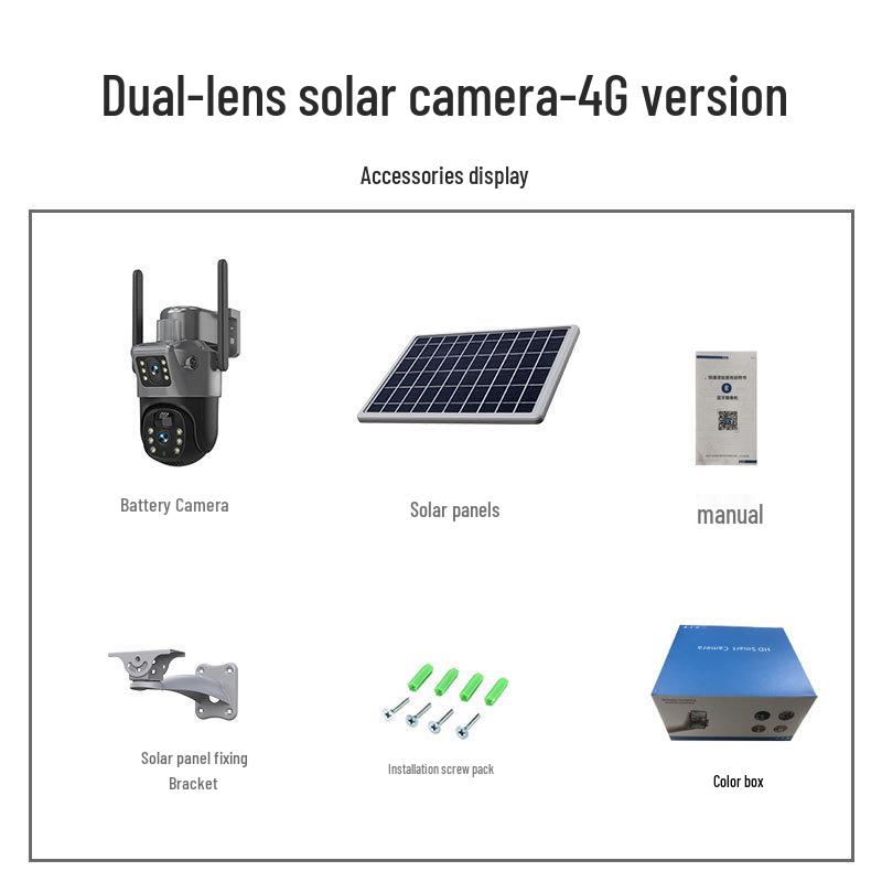 Solar-Powered 4G Outdoor Waterproof Dual Camera with HD Night Vision and Remote Monitoring